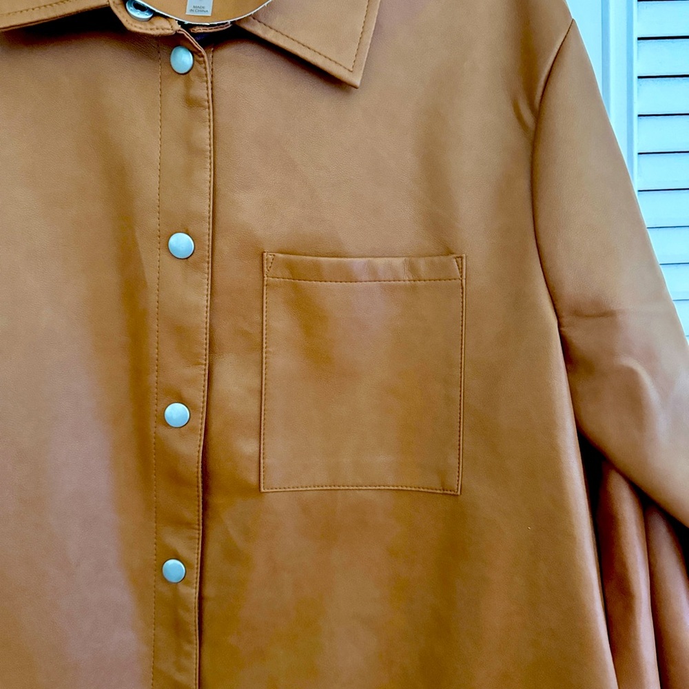 Bagatelle Collection | Faux Leather Oversized Shacket Size Large - Picture 5 of 8